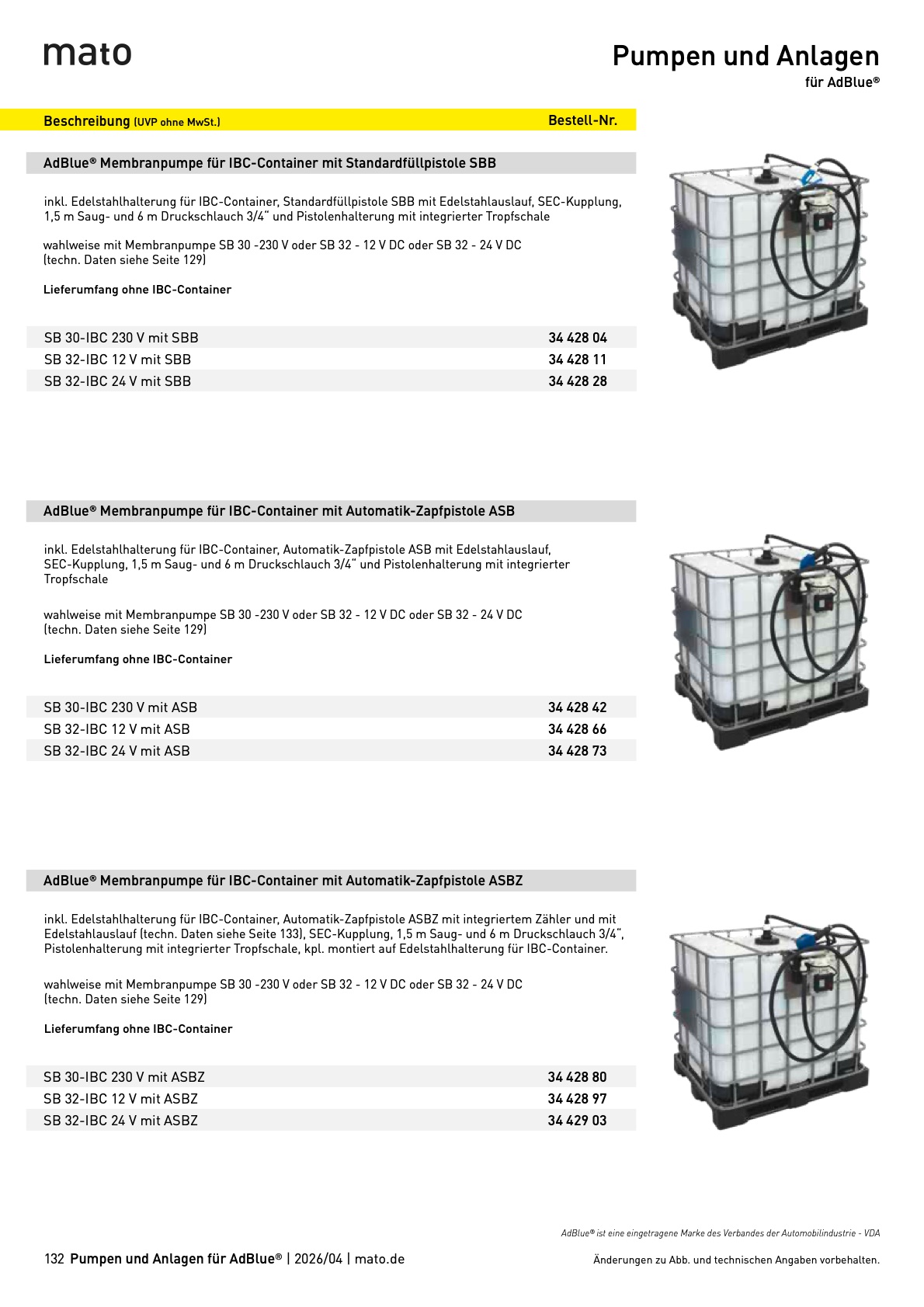 MATO-Katalog: IBC-Container-Systeme für AdBlue