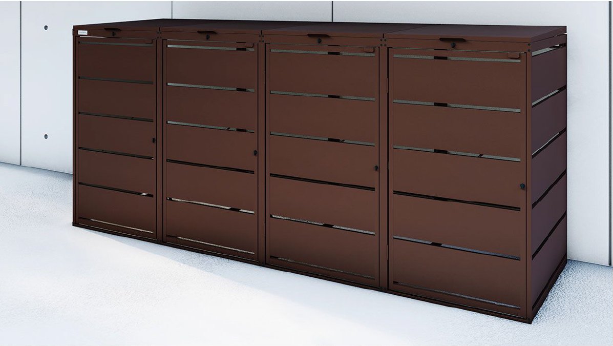 Prima BOX Color 4er-Mülltonnenbox in Schokoladenbraun RAL 8017
