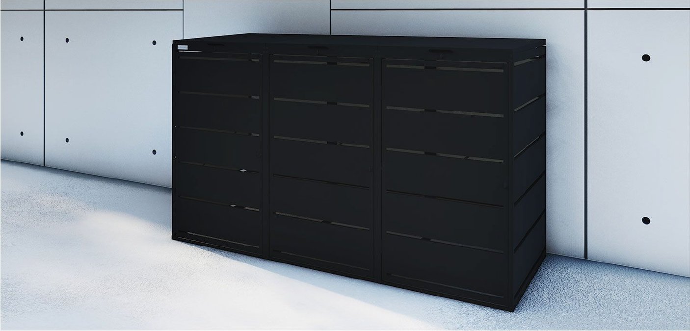 Prima BOX Color Mülltonnenbox in Tiefschwarz RAL 9005