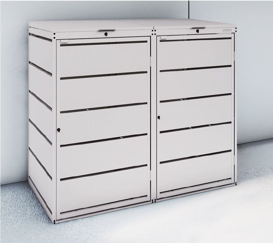 Prima BOX Color 2er-Mülltonnenbox in Weißaluminium RAL 9006